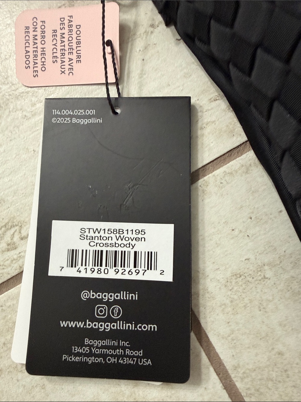 Baggallini Black Woven Crossbody Belt Bag with Gold Hardware ..nwt .. authentic - Picture 5 of 9